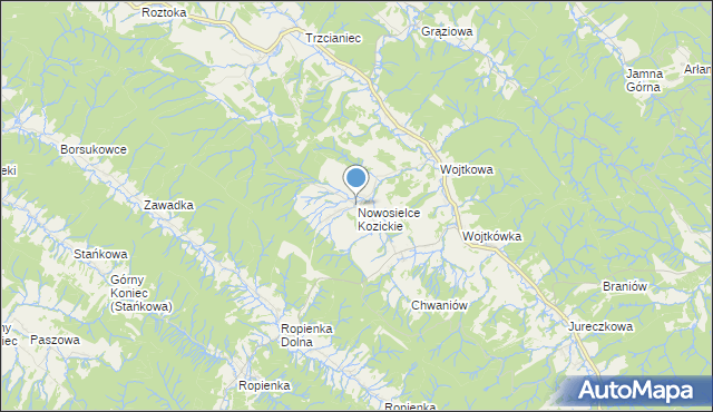 mapa Nowosielce Kozickie, Nowosielce Kozickie na mapie Targeo